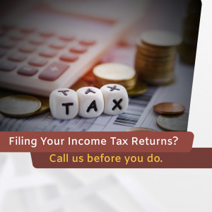 Tax return preparation with calculator and coins
