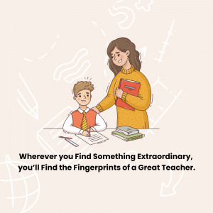 Illustration of a teacher helping a student with their work.