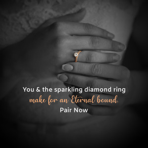 Close-up of hands with a diamond engagement ring