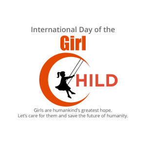 Illustration for International Day of the Girl Child featuring a girl on a swing against a crescent moon.