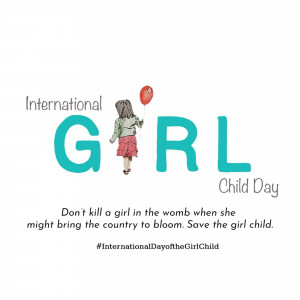 Image promoting International Day of the Girl Child with a girl holding a red balloon.
