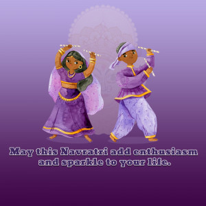 Illustration of two people performing Garba dance during Navratri