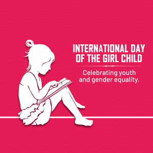 Silhouette of a girl reading a book with text 'International Day of the Girl Child'