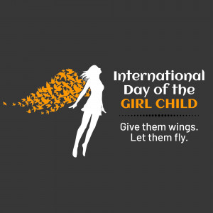 Silhouette of a girl with birds flying from her back, promoting the International Day of the Girl Child.