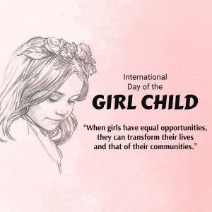 Sketch of a girl with flowers in her hair celebrating International Day of the Girl Child