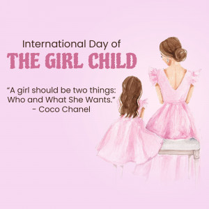 Watercolor illustration of a mother and daughter in pink dresses with a quote by Coco Chanel.