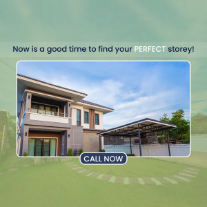 Modern two-story house with a green lawn and a call to action button.