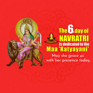 Image depicting Maa Katyayani, the sixth form of Durga, celebrated during Navratri.