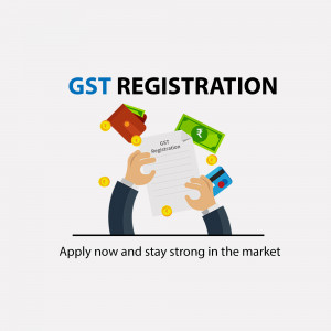 Image depicting GST registration with money and documents