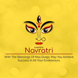 Navratri festival greeting with Maa Durga's face