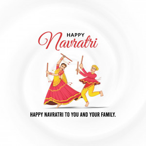 Illustration of people performing Garba dance for Navratri festival