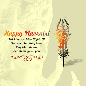 Navratri greeting with Goddess Durga imagery and festive wishes.