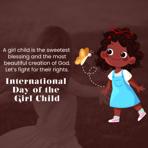 Illustration of a girl with a butterfly, promoting the International Day of the Girl Child.