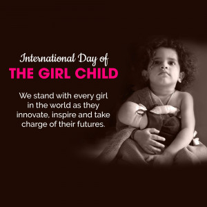 A portrait of a young girl with text celebrating International Day of the Girl Child.