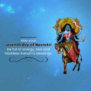 Image depicting Goddess Kalratri on a donkey, with a Navratri greeting.