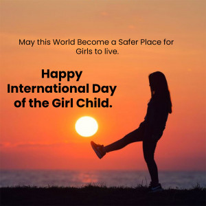 Silhouette of a girl kicking a soccer ball against a vibrant sunset, celebrating International Day of the Girl Child.