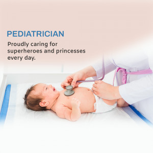 Doctor examining a baby with a stethoscope