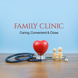Family Clinic with Heart and Stethoscope