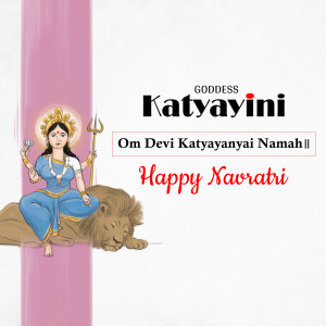 Image of Goddess Katyayani with text 'Happy Navratri'