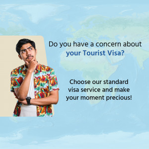 Man looking concerned with text about tourist visa concerns.