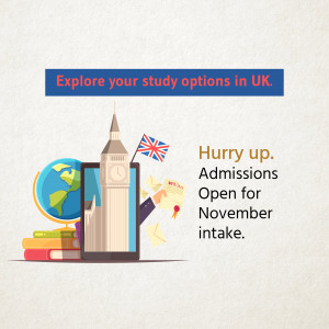 Image promoting study opportunities in the UK with a focus on November admissions.