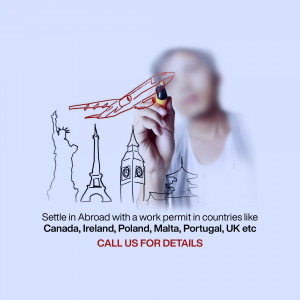 Hand drawing an airplane over landmarks representing countries for immigration.