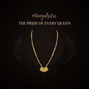 Gold Mangalsutra necklace on a black background