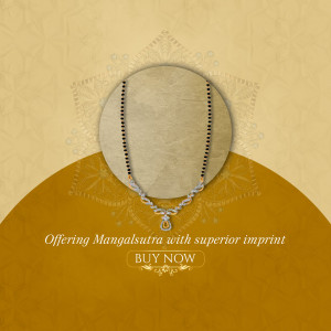 Close-up of a diamond mangalsutra on a golden background