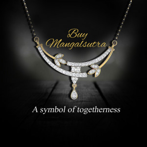Close-up of a diamond mangalsutra necklace on a dark background