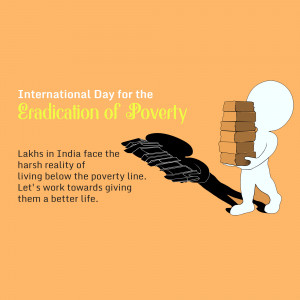 Illustration depicting the struggle against poverty with a figure carrying bricks and a shadow representing hardship.