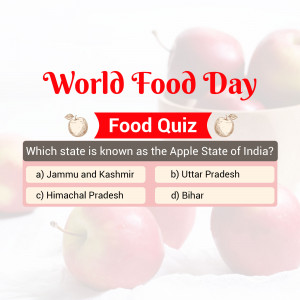 World Food Day quiz with apples and a question about the Apple State of India