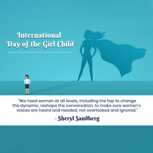 Illustration celebrating International Day of the Girl Child with a silhouette of a girl with a cape.