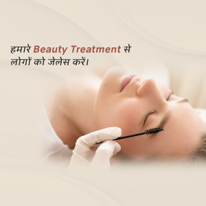 Close-up of a woman receiving an eyelash extension treatment at a beauty salon.