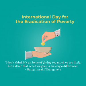Illustration depicting hands exchanging a coin, symbolizing charity and poverty eradication.