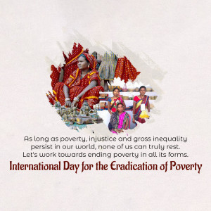 Image depicting women in traditional clothing with a message about ending poverty and inequality.