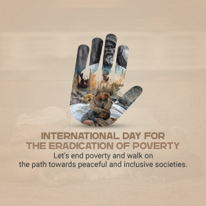 Image depicting a handprint filled with scenes of poverty and a message for the International Day for the Eradication of Poverty.