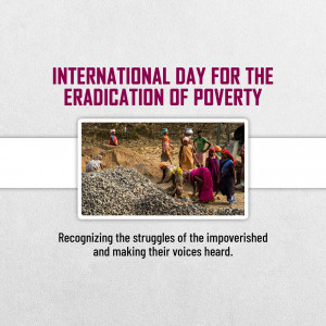Image commemorating the International Day for the Eradication of Poverty with people collecting rocks.