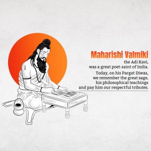 Illustration of Maharishi Valmiki writing on a wooden plank