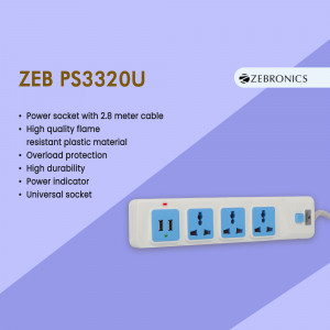 Zebronics Zeb PS3320U power strip with multiple sockets