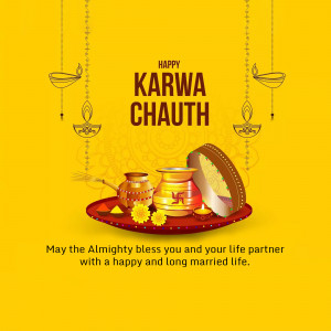 Karwa Chauth festival greeting with traditional items