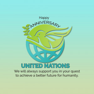United Nations Anniversary Logo with Dove and Olive Branch
