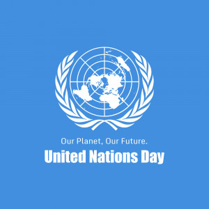 United Nations Day logo with the Earth and laurel branches