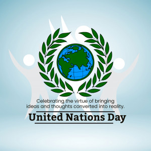 United Nations Day logo with globe and laurel wreath