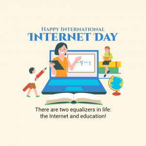 Illustration depicting people using the internet for education on International Internet Day.