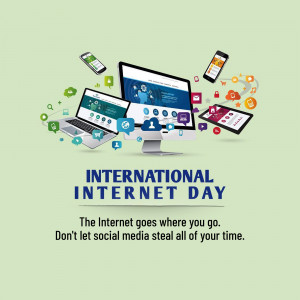 Illustration depicting various devices and internet icons celebrating International Internet Day.
