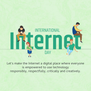 Illustration celebrating International Internet Day with people using devices.