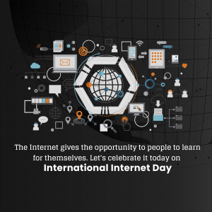 Illustration depicting various digital devices and connectivity icons surrounding a central globe, celebrating International Internet Day.