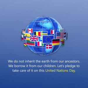 Globe with flags of various nations, representing international unity and United Nations Day.