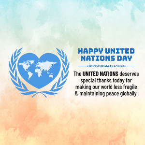 United Nations Day graphic with a heart-shaped world inside the UN emblem.