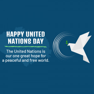 United Nations Day graphic with a peace dove and world map
